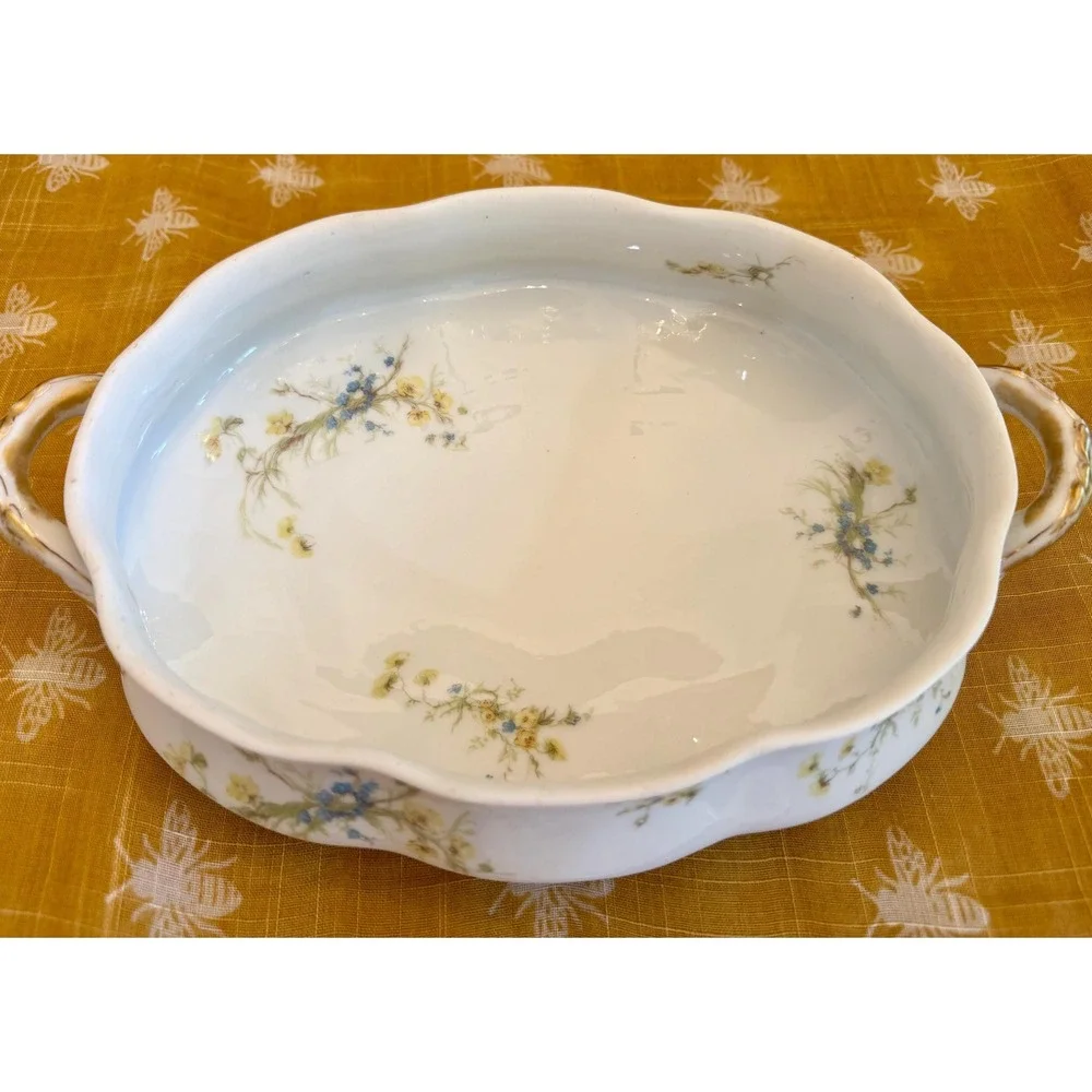 Antique Haviland Limoges Tureen Yellow Buttercups Blue Forget-Me-Nots